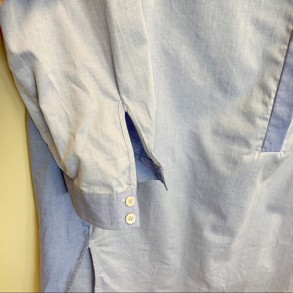 Zara Basic Blue Two Tone Button Tunic Shirt - Picture 2 of 5